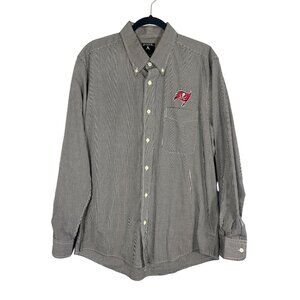 Tampa Bay Buccaneers Plaid Button Up L Black Check Retro Florida Football NFL